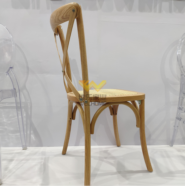 High quality factory Oak wood cross back chair for wedding 